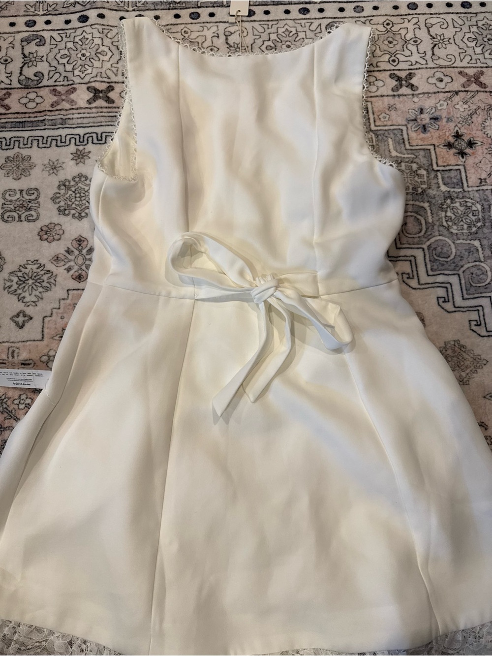 For Love And Lemons White Lace-Trim Button-Front Mini Dress - Picture 3 of 3